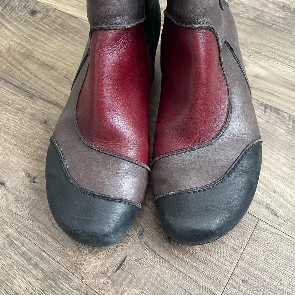 REMONTE Dorndorf Black Red Gray Leather Bow Back Ankle Boots - Picture 5 of 10